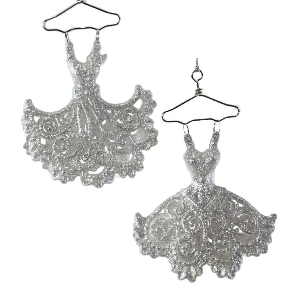 Glitter Party Dress Ornaments Set of 2